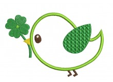 Stickdatei Glücksvogel - Vogel mit Kleeblatt